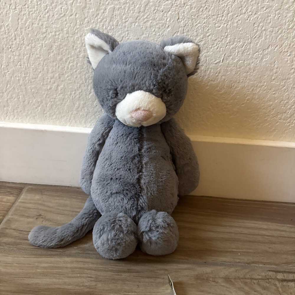 Jellycat Bashful Kitten Stuffed Animal Plush Gray 13" BAS3KTN